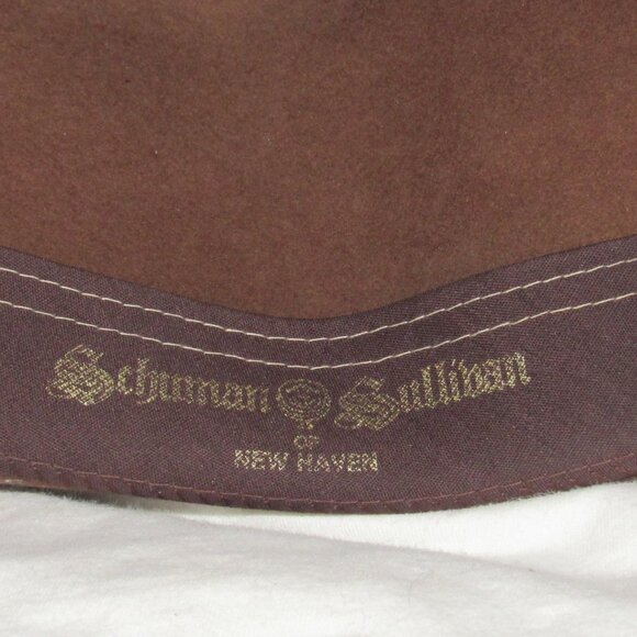 Vintage Schumann Sullivan of New Haven CT Crusher Brown Fedora 100% Wool Medium - Picture 7 of 8